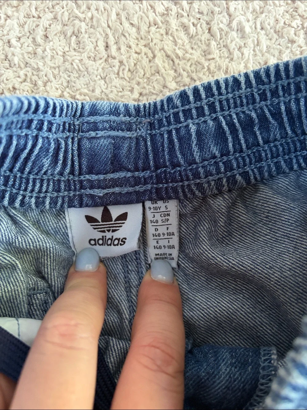 adidas Indigo Denim-Look Track Pants 9-10Y